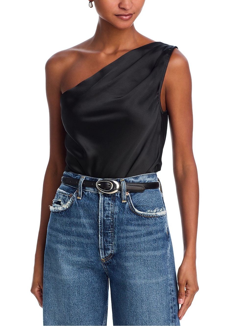 Steve Madden Sapphire Satin One Shoulder Bodysuit-Brand New With Tags